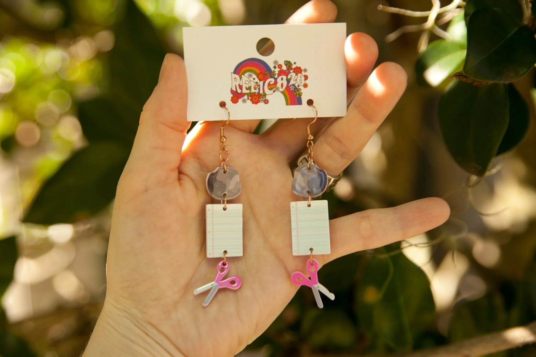 Retro Rock Paper Scissors Game Earrings - Image 3